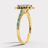 "Delanda" Halo Radiant Cut 4 Carat Diamond Shoulder Engagement Ring