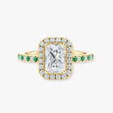 "Delanda" Halo Radiant Cut 4 Carat Diamond Shoulder Engagement Ring