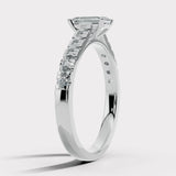 "Delia" 1 Carat Emerald Cut Diamond Grain Set Diamond Band Engagement Ring DSEC04
