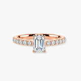 "Delia" 1 Carat Emerald Cut Diamond Grain Set Diamond Band Engagement Ring DSEC04