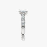 "Delia" 1 Carat Emerald Cut Diamond Grain Set Diamond Band Engagement Ring DSEC04
