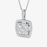 Diamond Cluster Pendant with an Open Halo With Chain