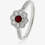 Diamond and Ruby Deco Cluster Ring HEERA DIAMONDS