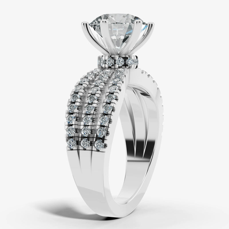 "Diana" Round Cut 1.5 Carat Diamond Shoulder Platinum Engagement Ring DSRB12 HEERA DIAMONDS