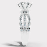 "Diana" Round Cut 1.5 Carat Diamond Shoulder Platinum Engagement Ring Render-Side View