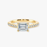 "Dory" Emerald Cut 1.5 Carat Diamond Shoulder Engagement Ring DSEC05