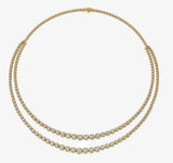 Double Row 15 Carat Round Brilliant Cut Diamond Illusion Set Tennis Necklace NT3DG