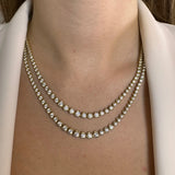 Double Row 15 Carat Round Brilliant Cut Diamond Illusion Set Tennis Necklace NE51062 - HEERA DIAMONDS