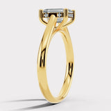 "Dream" 4 Carat Hidden Under Halo Emerald Cut Yellow Gold Engagement Ring UHEC01