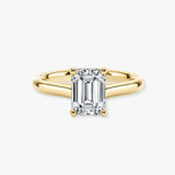 "Dream" 4 Carat Hidden Under Halo Emerald Cut Yellow Gold Engagement Ring UHEC01