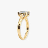 "Dream" 4 Carat Hidden Under Halo Emerald Cut Yellow Gold Engagement Ring UHEC01