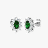 EMERALD AND DIAMOND CLUSTER EARRINGS