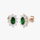 EMERALD AND DIAMOND CLUSTER EARRINGS