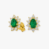 EMERALD AND DIAMOND CLUSTER EARRINGS