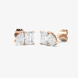 EMERALD CUT & PEAR CUT DIAMOND 0.98 CARAT FANCY EARRINGS
