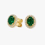 EMERALD HALO STUD EARRINGS