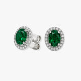 EMERALD HALO STUD EARRINGS