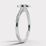 "Echo" 1 Carat Halo Oval Cut Diamond Scallop Set Diamond Shoulder Engagement Ring HAOC07