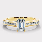 "Elara" 1 Carat Emerald Cut Diamond Horizontal Baguette Diamond Shoulder DSEC02