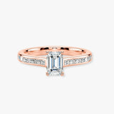 "Elara" 1 Carat Emerald Cut Diamond Horizontal Baguette Diamond Shoulder DSEC02