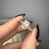 "Elaska" Emerald Cut 4 Carat Yellow Gold Diamond Shoulder Engagement Ring HEERA DIAMONDS
