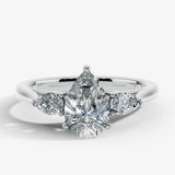 "Eli" 5 Carat Three stone Pear Shape Diamond Trilogy Matching Bridal Set Engagement Ring HEERA DIAMONDS