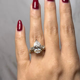"Elizabeth" Three stone Pear Shape Diamond Trilogy Matching Bridal Set Engagement Ring HEERA DIAMONDS
