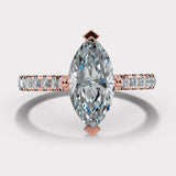 "Elin" 1 carat Marquise Cut Diamond Grain Set Diamond Band Engagement Ring DSMC04