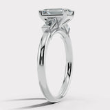 "Elise" 1 Carat Three Stone Emerald Cut Diamond with Tapered Baguette Sides Trilogy Engagement Ring 3SEC50