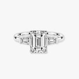 "Elise" 1 Carat Three Stone Emerald Cut Diamond with Tapered Baguette Sides Trilogy Engagement Ring 3SEC50