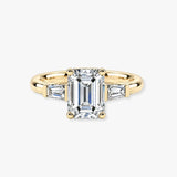 "Elise" 1 Carat Three Stone Emerald Cut Diamond with Tapered Baguette Sides Trilogy Engagement Ring 3SEC50