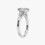 "Elise" 1 Carat Three Stone Emerald Cut Diamond with Tapered Baguette Sides Trilogy Engagement Ring 3SEC50