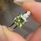 "Elix" Green 1.3 Carat Princess Cut Diamond Shoulder Engagement Ring HM780 HEERA DIAMONDS
