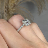 "Elowra" 0.6 Carat Princess Cut Natural Diamond Shoulder Engagement Ring HR1936