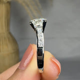 "Elric" 1.28 Carat Princess Cut Natural Diamond Shoulder Engagement Ring RAM1260R