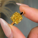 "Elthara" Yellow 3.07 Carat Cushion Cut Solitaire Lab Grown Diamond Engagement Ring HLR441 HEERA DIAMONDS