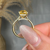 "Elthara" Yellow 3.07 Carat Cushion Cut Solitaire Lab Grown Diamond Engagement Ring HLR441 HEERA DIAMONDS