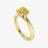 "Elthara" Yellow 3.07 Carat Cushion Cut Solitaire Lab Grown Diamond Engagement Ring HLR441