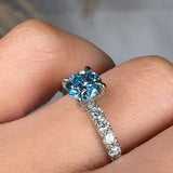 "Elvaris" Blue Sapphire 0.4 Carat Round Cut Lab Grown Diamond Shoulder Engagement Ring HM1259 HEERA DIAMONDS