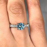"Elvaris" Blue Sapphire 0.4 Carat Round Cut Lab Grown Diamond Shoulder Engagement Ring HM1259 HEERA DIAMONDS