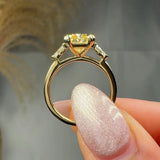 "Elvion" 2.14 Carat Yellow Radiant Cut Diamond Trilogy Engagement Ring HLR635 HEERA DIAMONDS