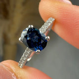 "Elystra" Oval Cut Blue Sapphire 0.77 Carat Diamond Shoulder Engagement Ring HR684 HEERA DIAMONDS