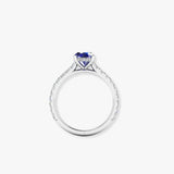 "Elystra" Oval Cut Blue Sapphire 0.77 Carat Natural Diamond Shoulder Engagement Ring HR684
