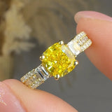 "Elyvora" Yellow 1.04 Carat Cushion Cut Lab Grown Diamond Shoulder Bespoke Engagement Ring HLR308