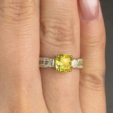 "Elyvora" Yellow 1.04 Carat Cushion Cut Lab Grown Diamond Shoulder Bespoke Engagement Ring HLR308