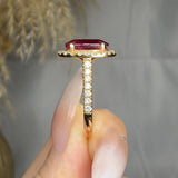"Elyx" Ruby 4.34 Carat Cushion Cut Natural Diamond Shoulder Engagement Ring HR1386 HEERA DIAMONDS
