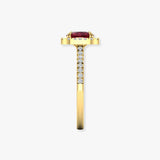"Elyx" Ruby 4.34 Carat Cushion Cut Natural Diamond Shoulder Engagement Ring HR1386