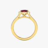 "Elyx" Ruby 4.34 Carat Cushion Cut Natural Diamond Shoulder Engagement Ring HR1386