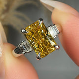 "Elyzith" Yellow 2.02 Carat Radiant Cut Trilogy Diamond Engagement Ring HLM513 HEERA DIAMONDS