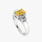 "Elyzith" Yellow 2.02 Carat Radiant Cut Trilogy Lab Grown Diamond Engagement Ring HLM513